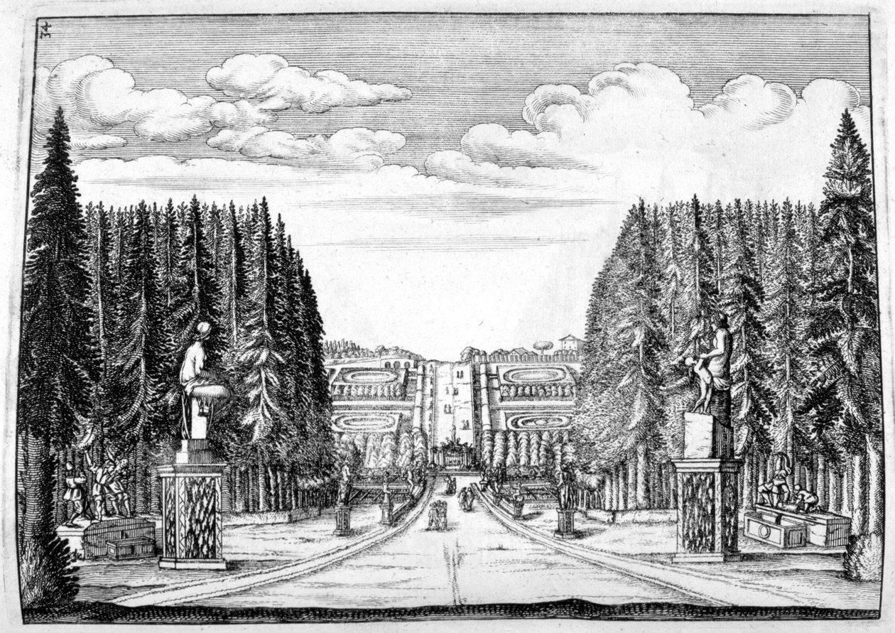 Design de castelo e jardim, 1664 de Georg Andreas Bockler