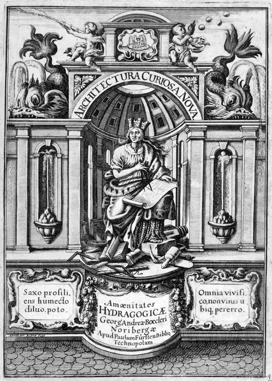 Primeira página da arquitetura Curiosa Nova, 1664 de Georg Andreas Bockler