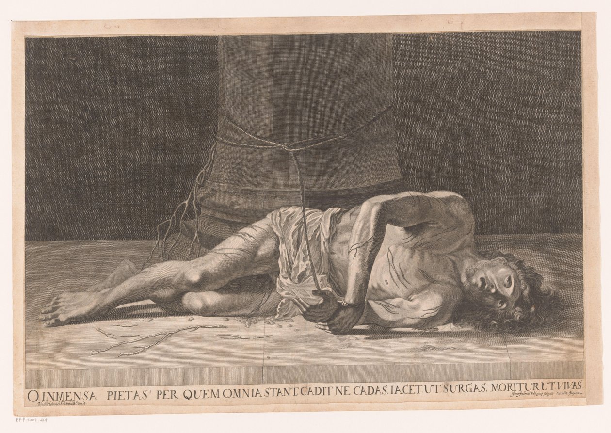 Christus na de geseling
O inmensa pietas per quem omnia stant cadit ne cadas iacet ut ciruras moritur ut vivas (título sobre o objecto) de Georg Andreas Wolfgang