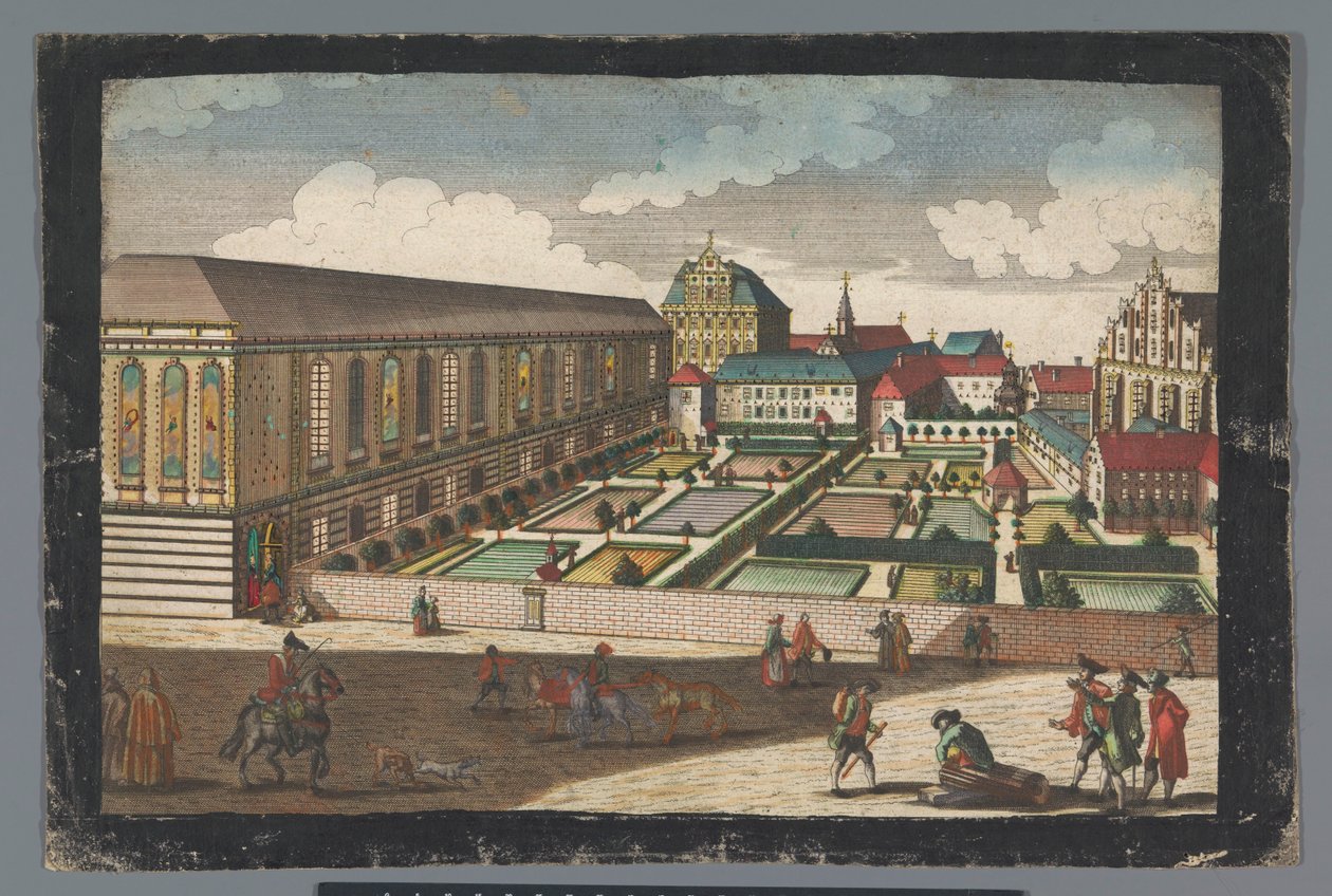 Vista do Palácio Real e do mosteiro dos Frades Menoritas Capuchinhos em Wroclaw
Das Könige Palatium, samt dem Capuciner und Minoritten Closter zu Breslau (título sobre o objecto) de Georg Balthasar Probst (possibly)