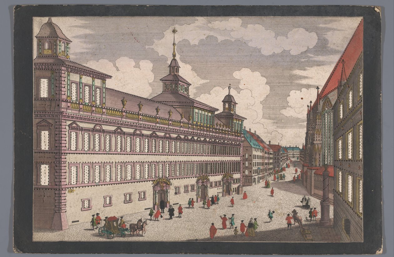 Vista da Câmara Municipal de Nuremberga
Das Rathhauß zu Nürnberg gegen dem Marckt de Georg Balthasar Probst (possibly)