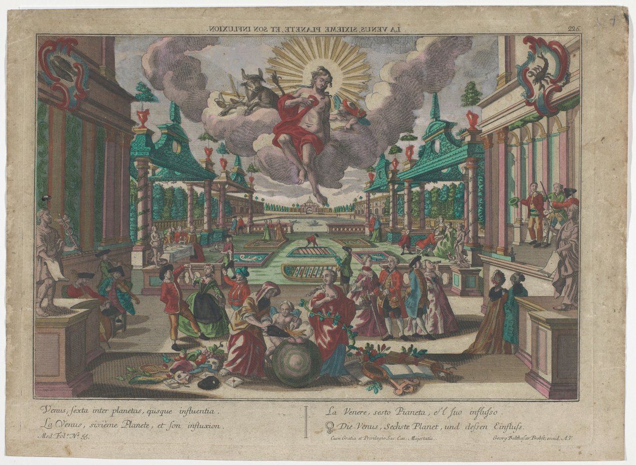 Alegoria do planeta Vénus
Vénus, sexto planeta, e a sua influência (título sobre o objecto)
Planetas (título da série) de Georg Balthasar Probst