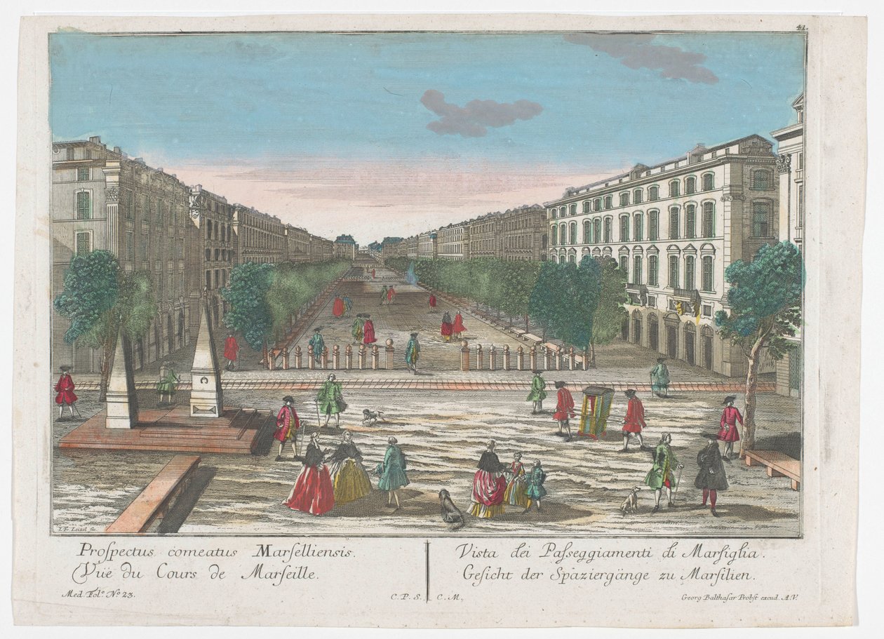 Vista de um passeio em Marselha
Gesicht der Spaziergänge zu Marsilien (título sobre o objecto)
Marselha (título da série) de Georg Balthasar Probst