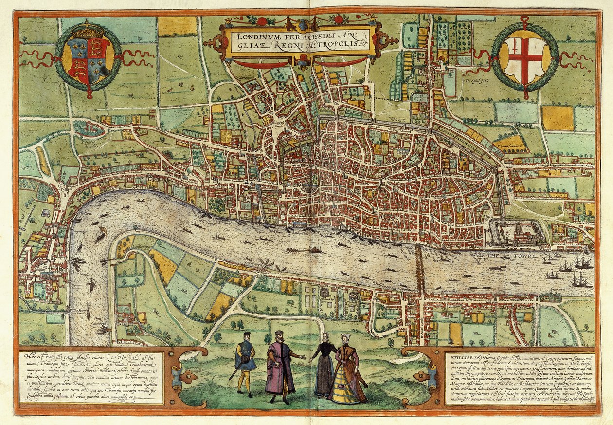 Uma vista de Londres, 1613 de Georg Braun