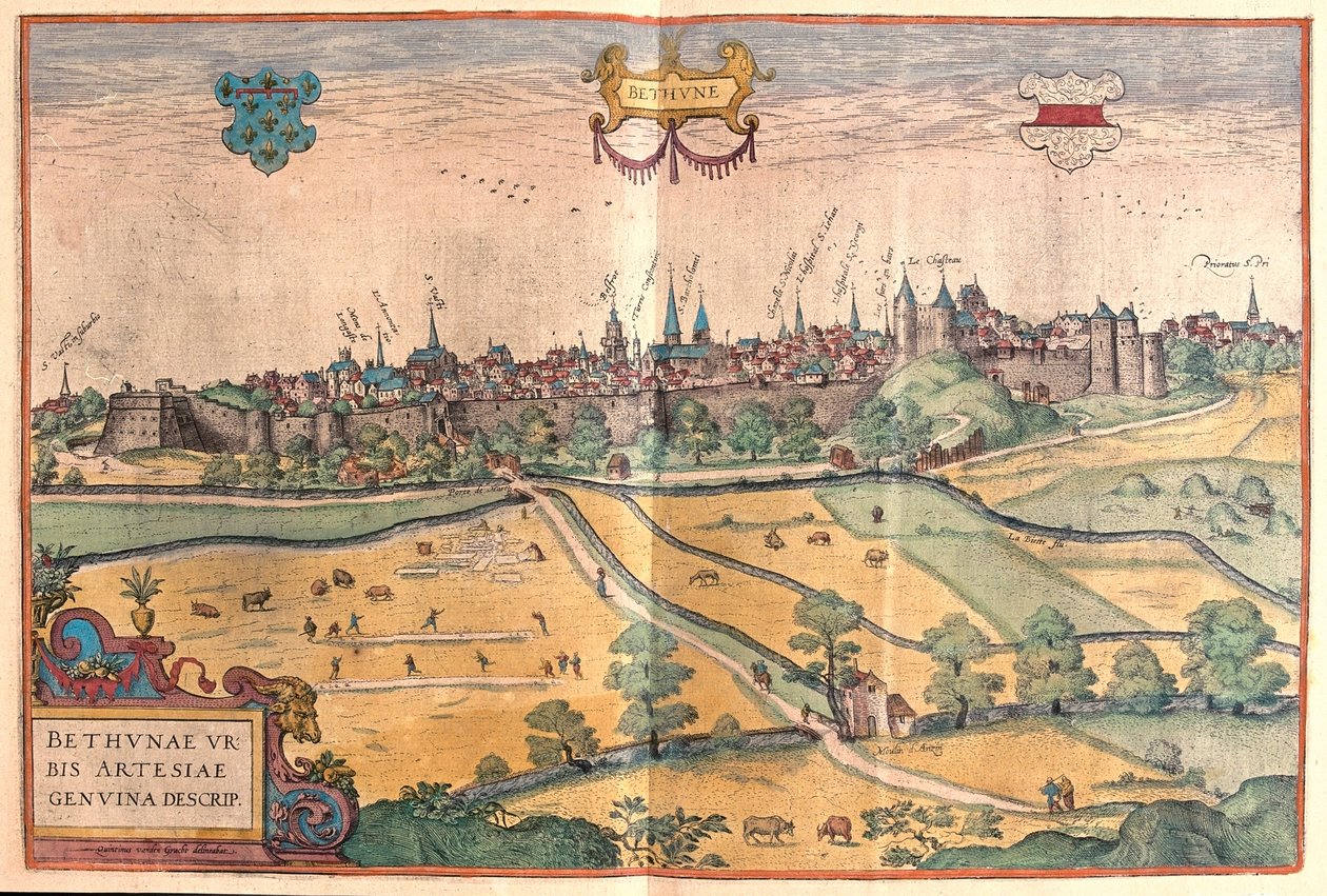 Bethune em Pas de Calais, França - em "Civitates Orbis Terrarum" de Georg Braun, Colónia 1617 de Georg Braun