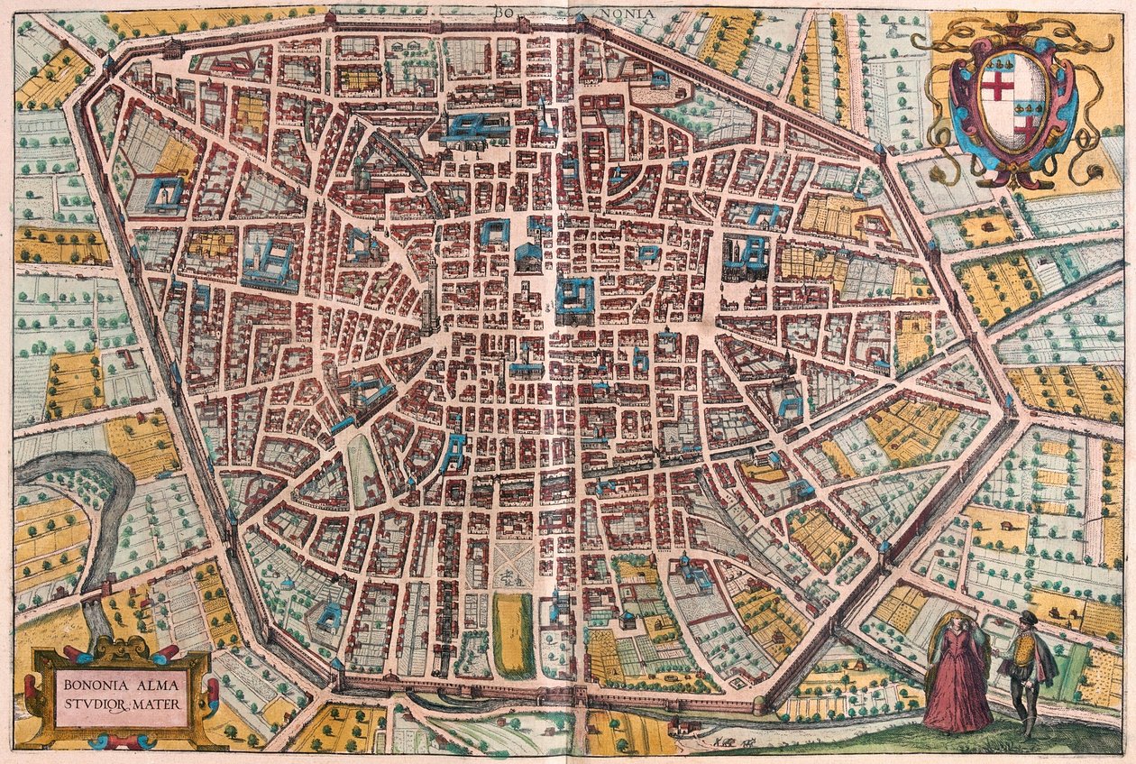 Bolonha, Itália - em "Civitates Orbis Terrarum" de Georg Braun, Colónia 1617 de Georg Braun
