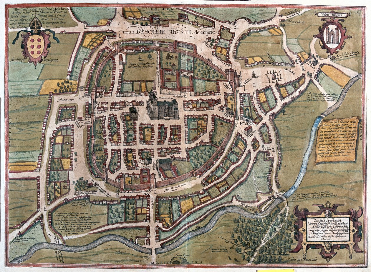Braga, Portugal - em "Civitates Orbis Terrarum" de Georg Braun, Colónia 1617 de Georg Braun