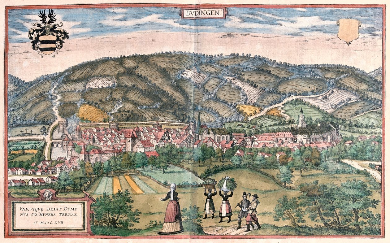 Budingen, Alemanha - em "Civitates Orbis Terrarum" de Georg Braun, Colónia 1617 de Georg Braun