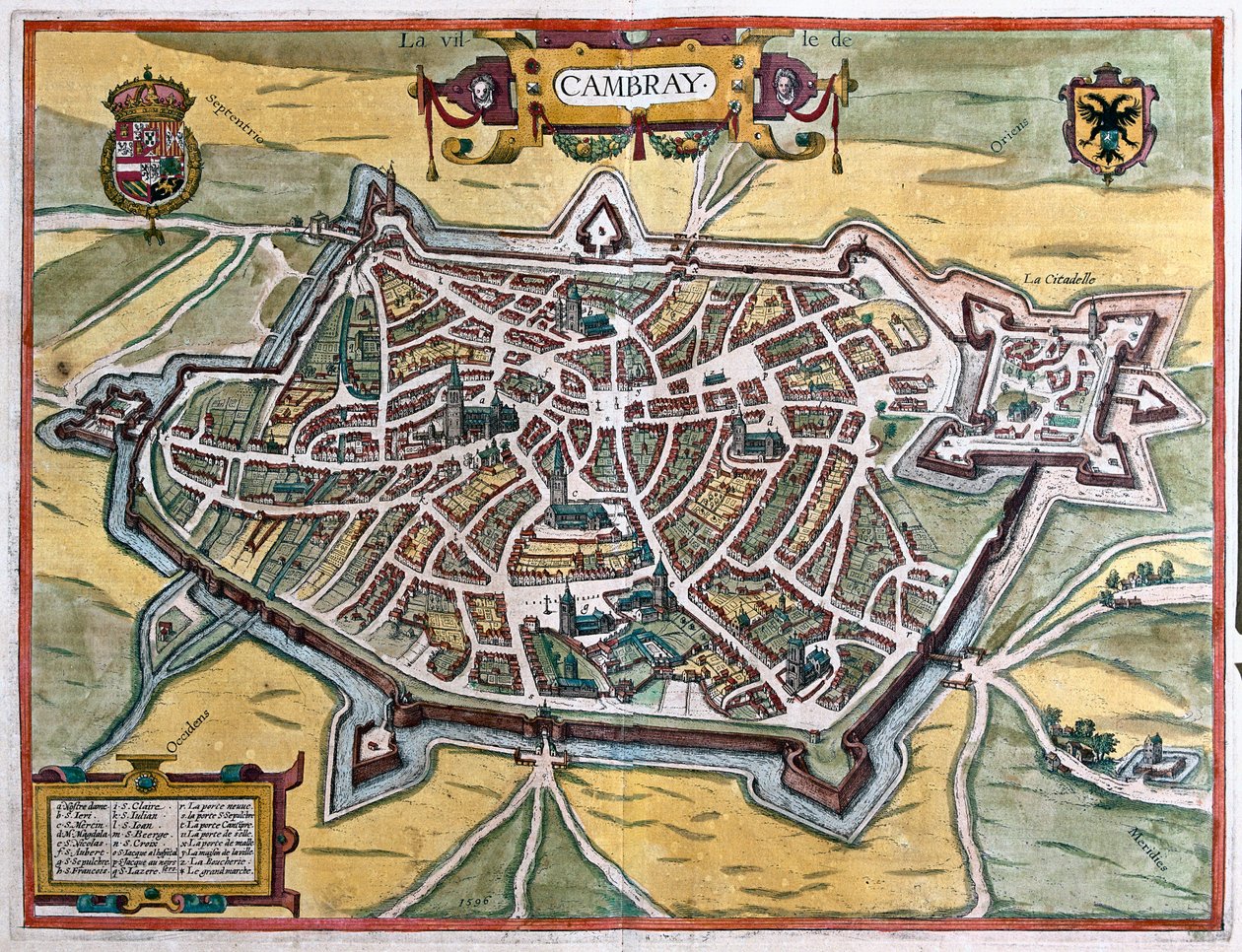Cambrai, França - em "Civitates Orbis Terrarum" de Georg Braun, Colónia 1617 de Georg Braun