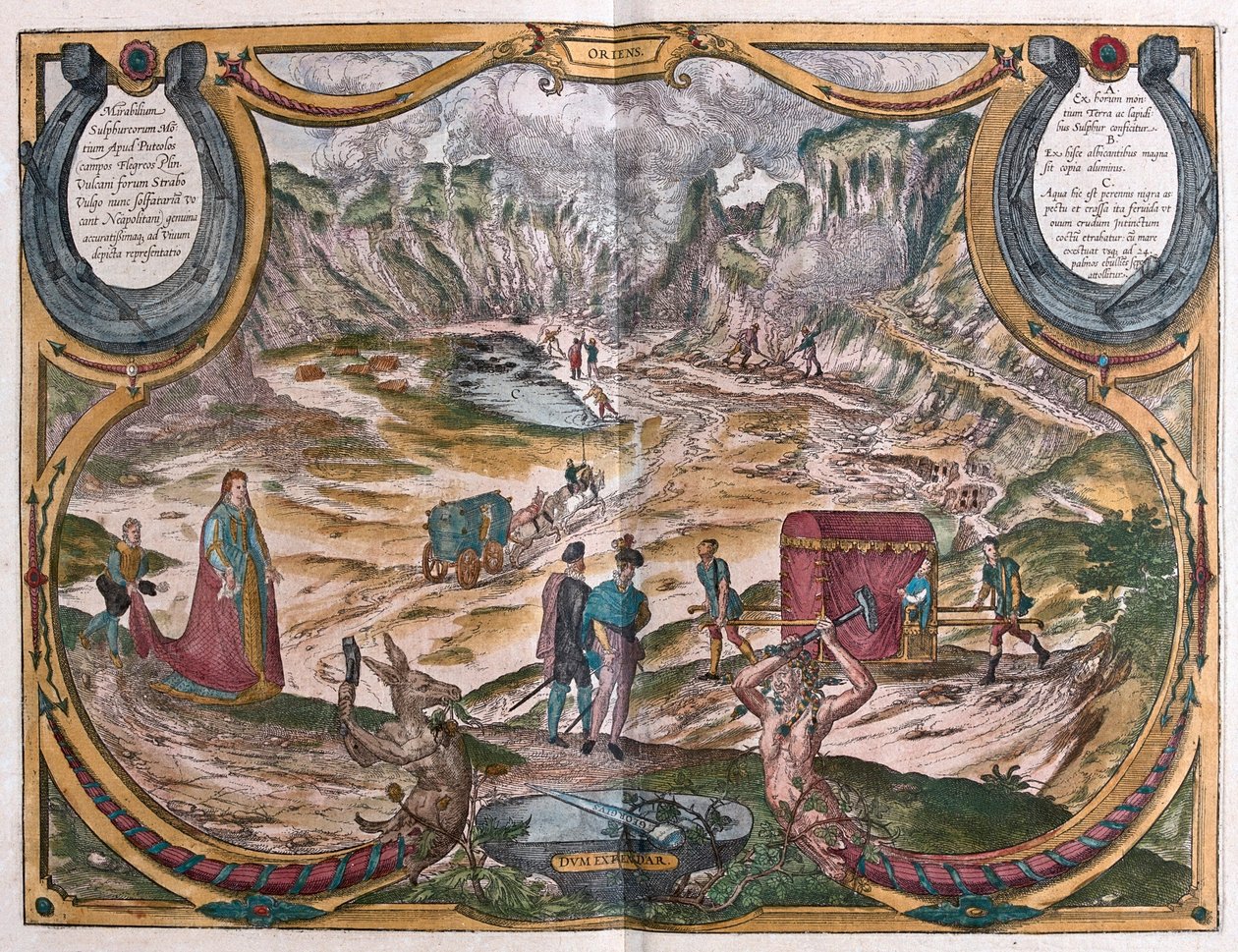 Campi Flegrei - Solfatara di Napoli, Itália em "Civitates Orbis Terrarum" de Georg Braun, Colónia 1617 de Georg Braun
