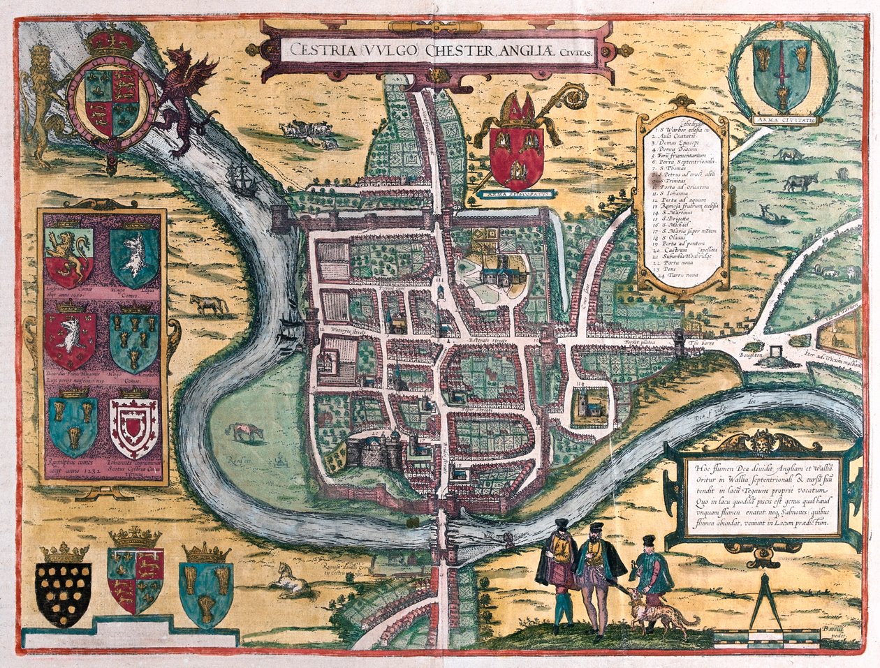 Chester - Grã-Bretanha, em "Civitates Orbis Terrarum" de Georg Braun, Colónia 1617 de Georg Braun