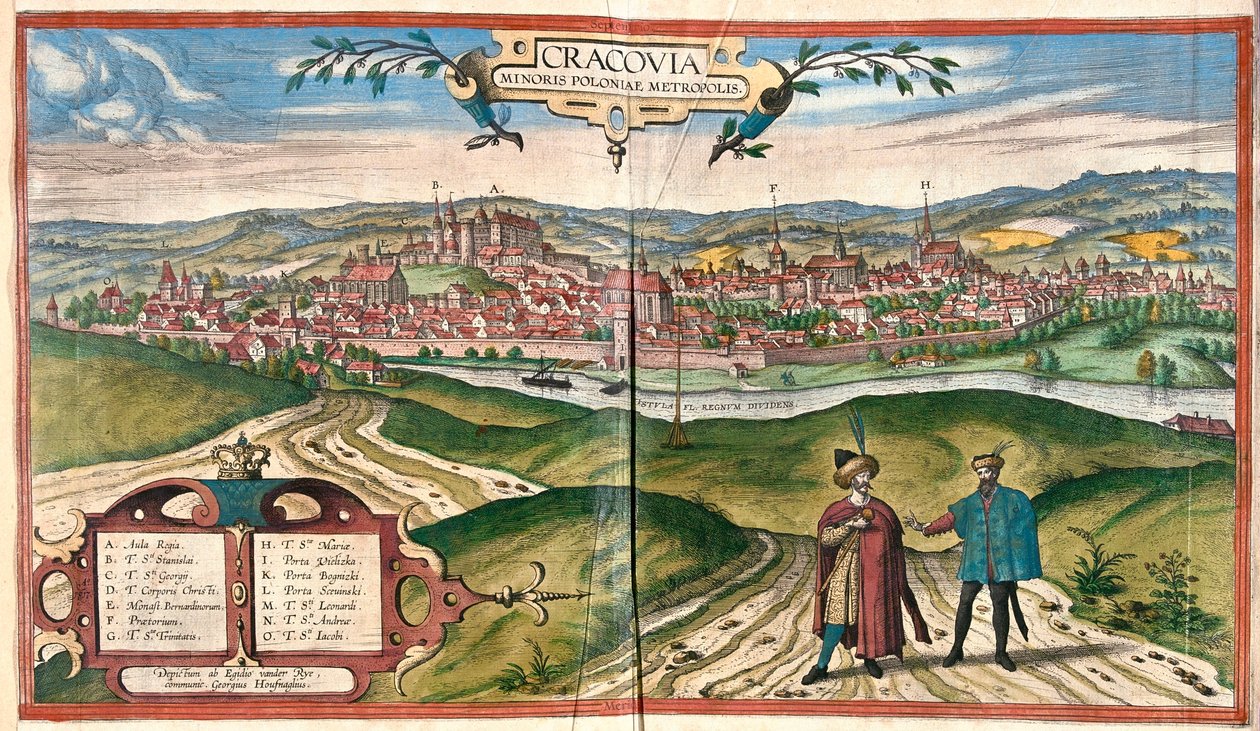 Cracóvia, Polónia - em "Civitates Orbis Terrarum" de Georg Braun, Colónia 1617 de Georg Braun