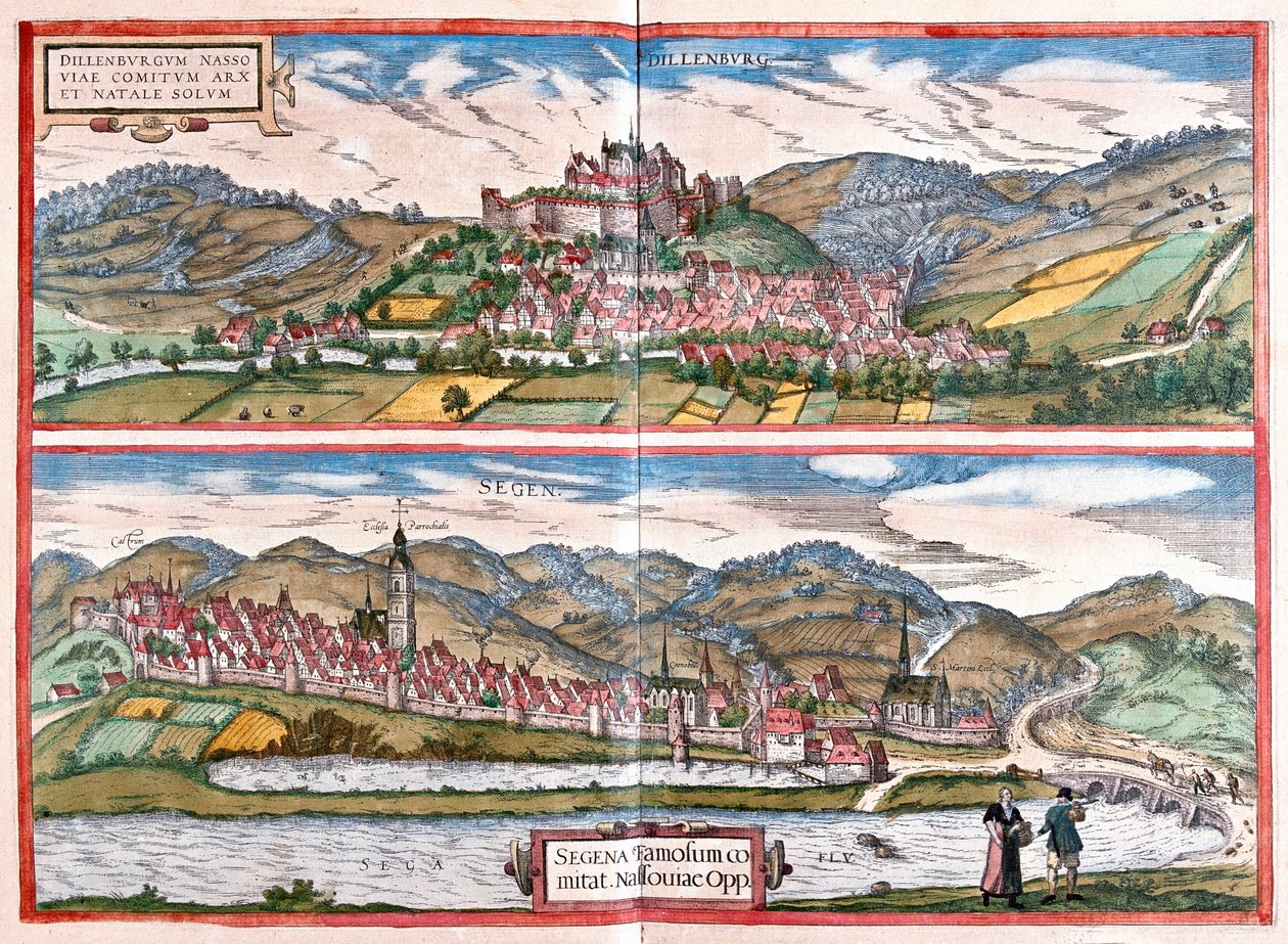 Dillenburg - Siegen, Alemanha - em "Civitates Orbis Terrarum" de Georg Braun, Colónia 1617 de Georg Braun