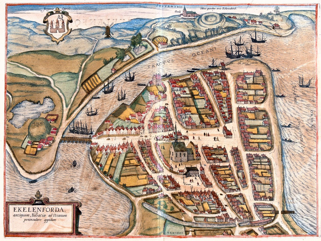 Eckernforde, Alemanha - em "Civitates Orbis Terrarum" de Georg Braun, Colónia 1617 de Georg Braun