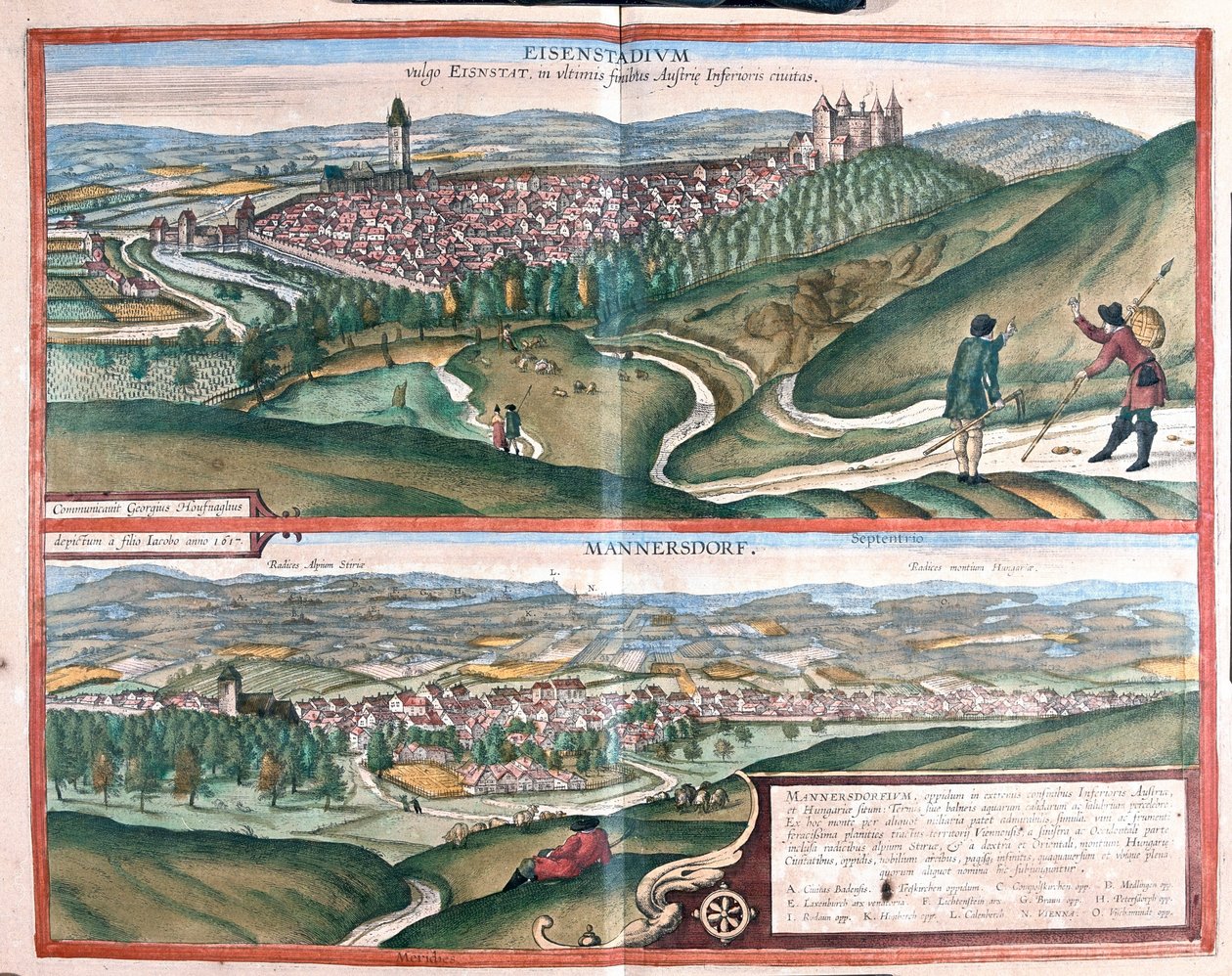 Eisenstadtt, Alemanha - Mannersdorf, Áustria - em "Civitates Orbis Terrarum" de Georg Braun, Colónia 1617 de Georg Braun