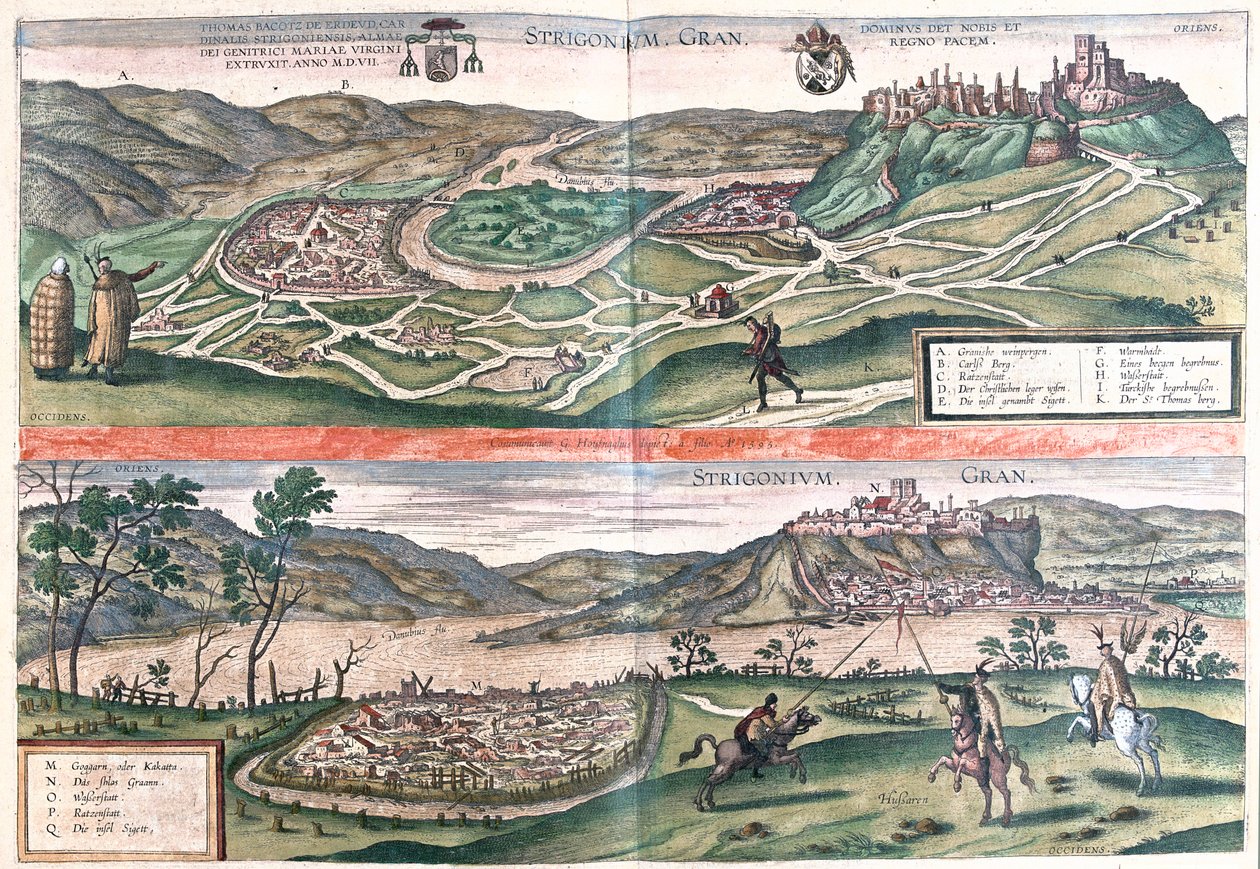 Esztergom, Hungria - em "Civitates Orbis Terrarum" de Georg Braun, Colónia 1617 de Georg Braun