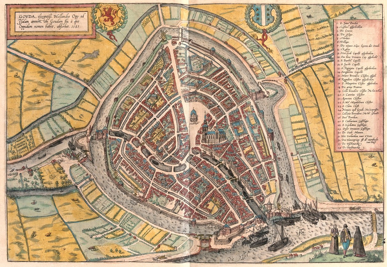 Goude, Países Baixos - em "Civitates Orbis Terrarum" de Georg Braun, Colónia 1617 de Georg Braun