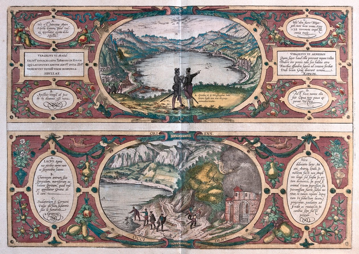 Grotta da Sibilla - Ostia - Agnano, Itália em "Civitates Orbis Terrarum" de Georg Braun, Colónia 1617 de Georg Braun