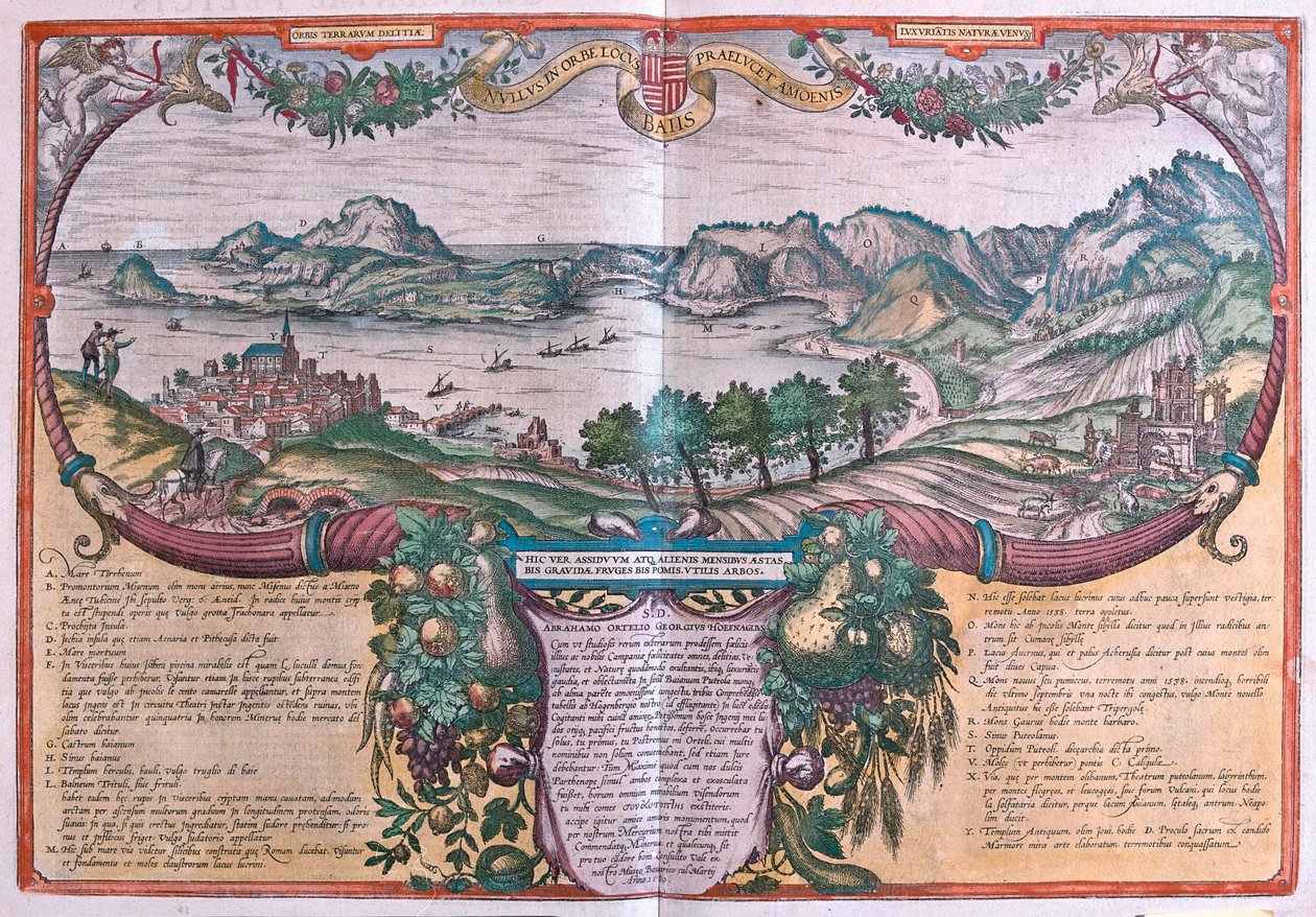 Golfo de Baia, Ischia e Pozzuoli, Itália em "Civitates Orbis Terrarum" de Georg Braun, Colónia 1617 de Georg Braun
