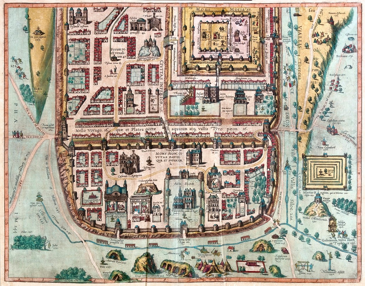 Jerusalém, Israel - em "Civitates Orbis Terrarum" de Georg Braun, Colónia 1617 de Georg Braun