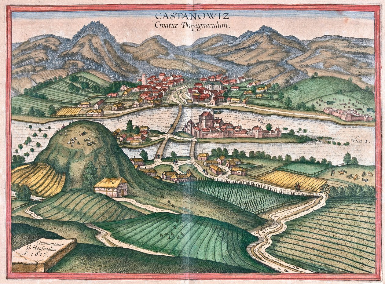 Kostajnica, Croácia - em "Civitates Orbis Terrarum" de Georg Braun, Colónia 1617 de Georg Braun
