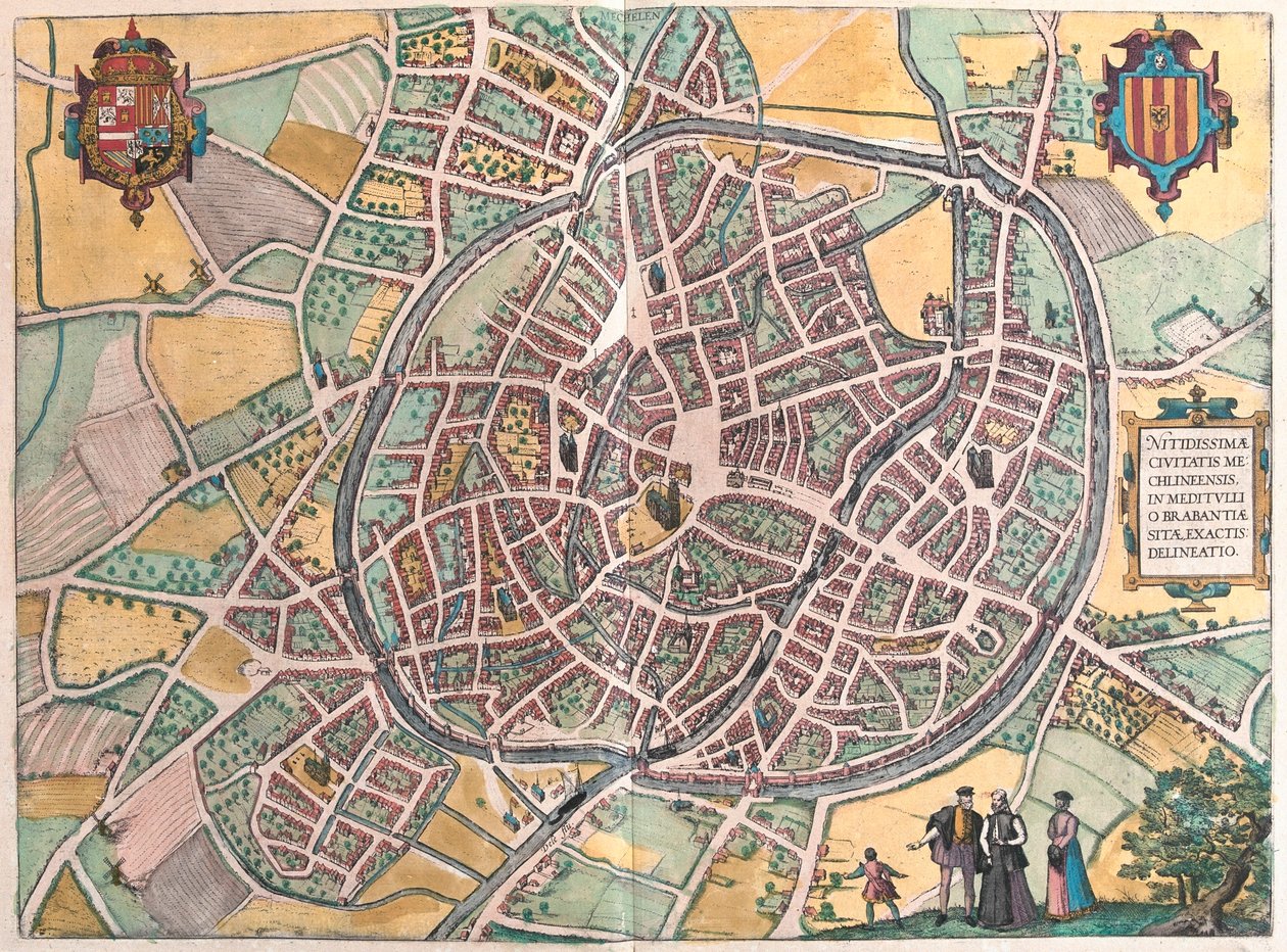 Mechelen, Bélgica, em "Civitates Orbis Terrarum" de Georg Braun, Colónia 1617 de Georg Braun