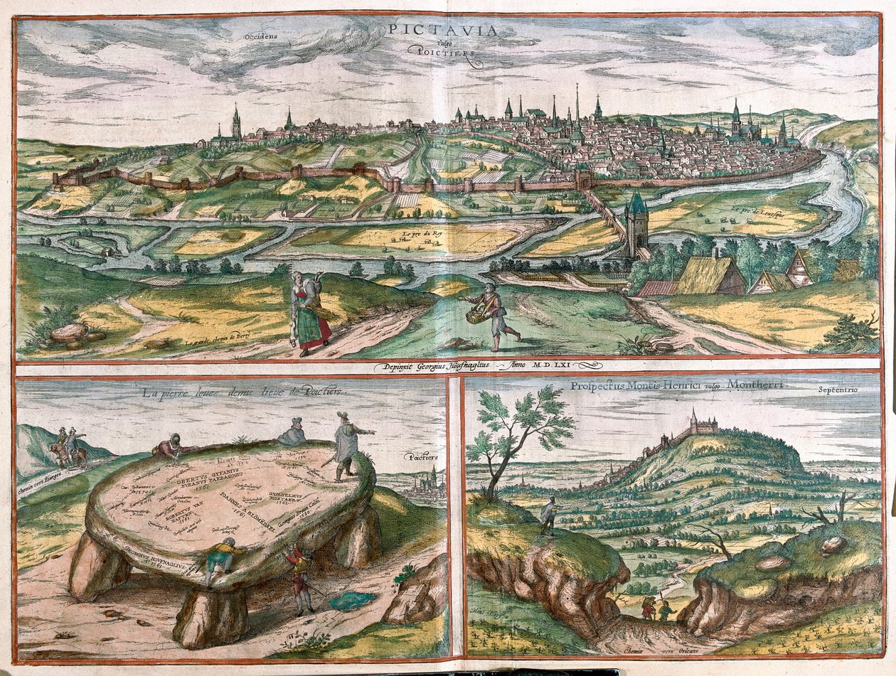 Montpellier, Tours e Poitiers, França - em "Civitates Orbis Terrarum" de Georg Braun, Colónia 1617 de Georg Braun