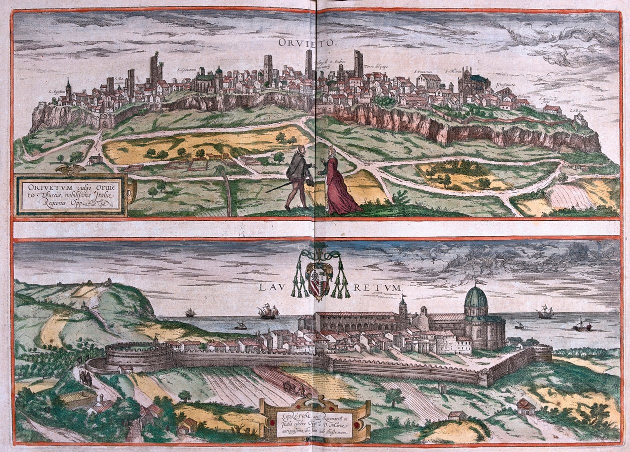 Orvieto - Santuário de Loreto, Itália - em "Civitates Orbis Terrarum" de Georg Braun, Colónia 1617 de Georg Braun