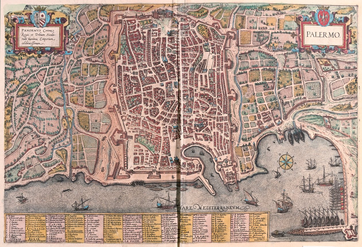 Palermo, Itália - em "Civitates Orbis Terrarum" de Georg Braun, Colónia 1617 de Georg Braun