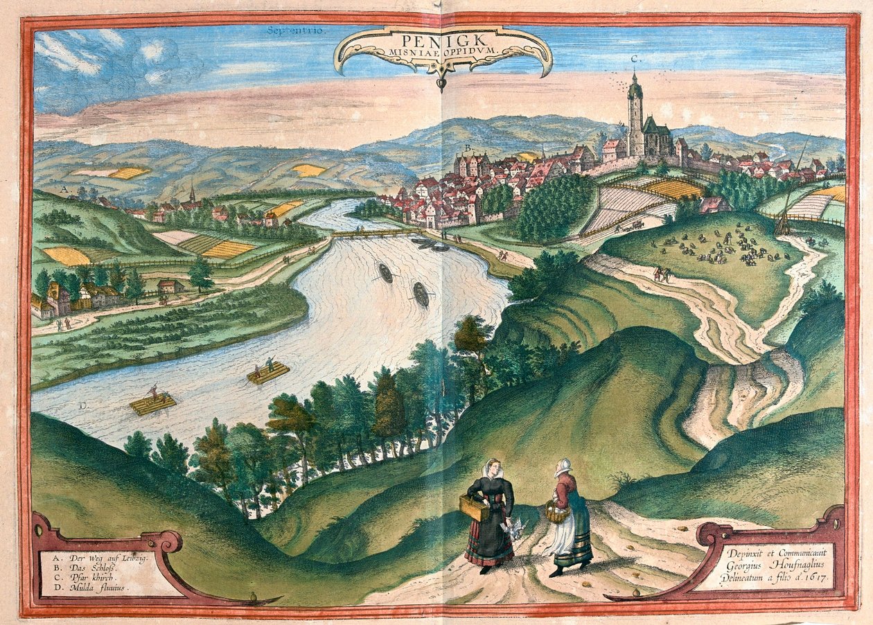 Penig, Alemanha - em "Civitates Orbis Terrarum" de Georg Braun, Colónia 1617 de Georg Braun