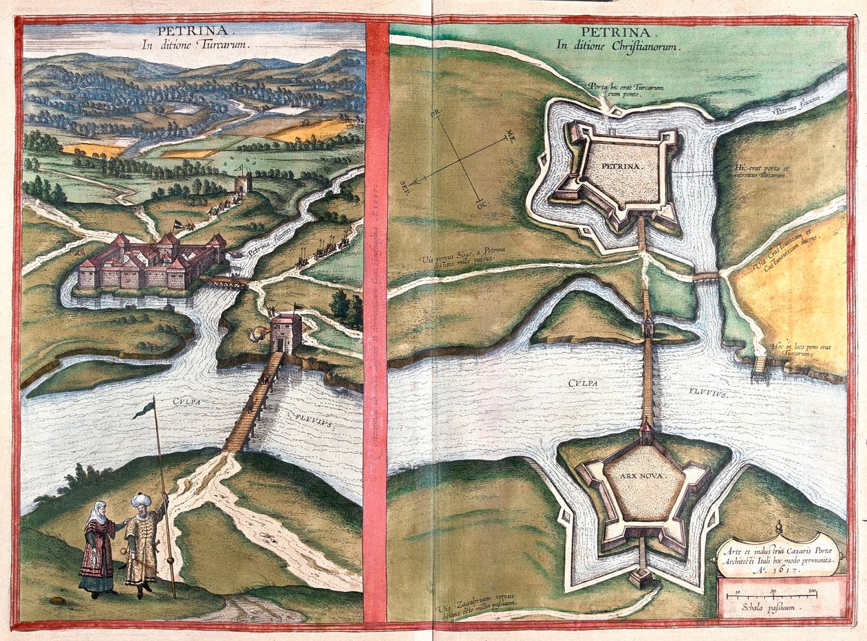 Petrinja, Croácia - em "Civitates Orbis Terrarum" de Georg Braun, Colónia 1617 de Georg Braun