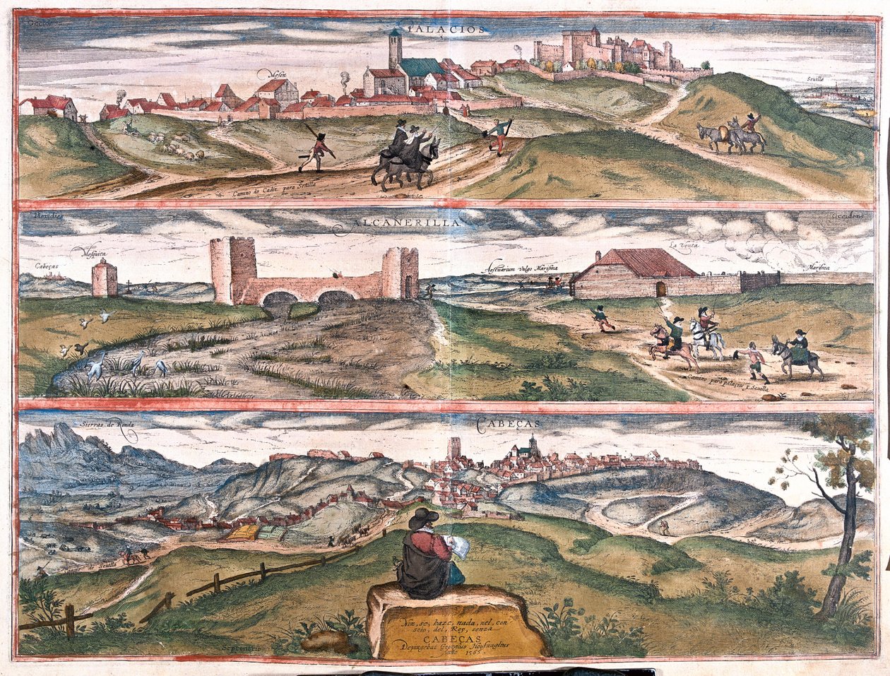 Plasencia - Alcantara - Cabezas, Espanha - em "Civitates Orbis Terrarum" de Georg Braun, Colónia 1617 de Georg Braun