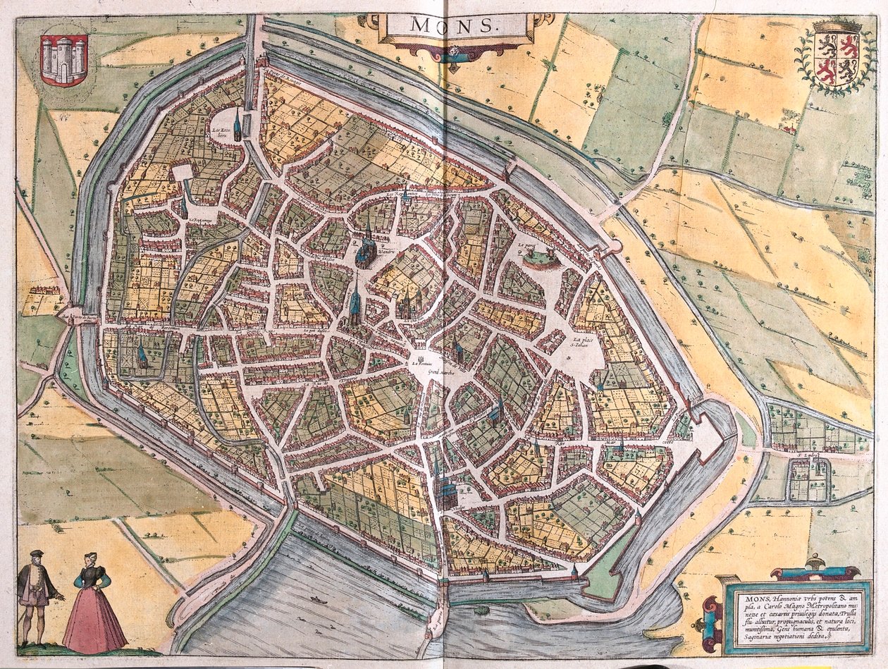 Ruen, Nimes e Bordéus, França - em "Civitates Orbis Terrarum" de Georg Braun, Colónia 1617 de Georg Braun