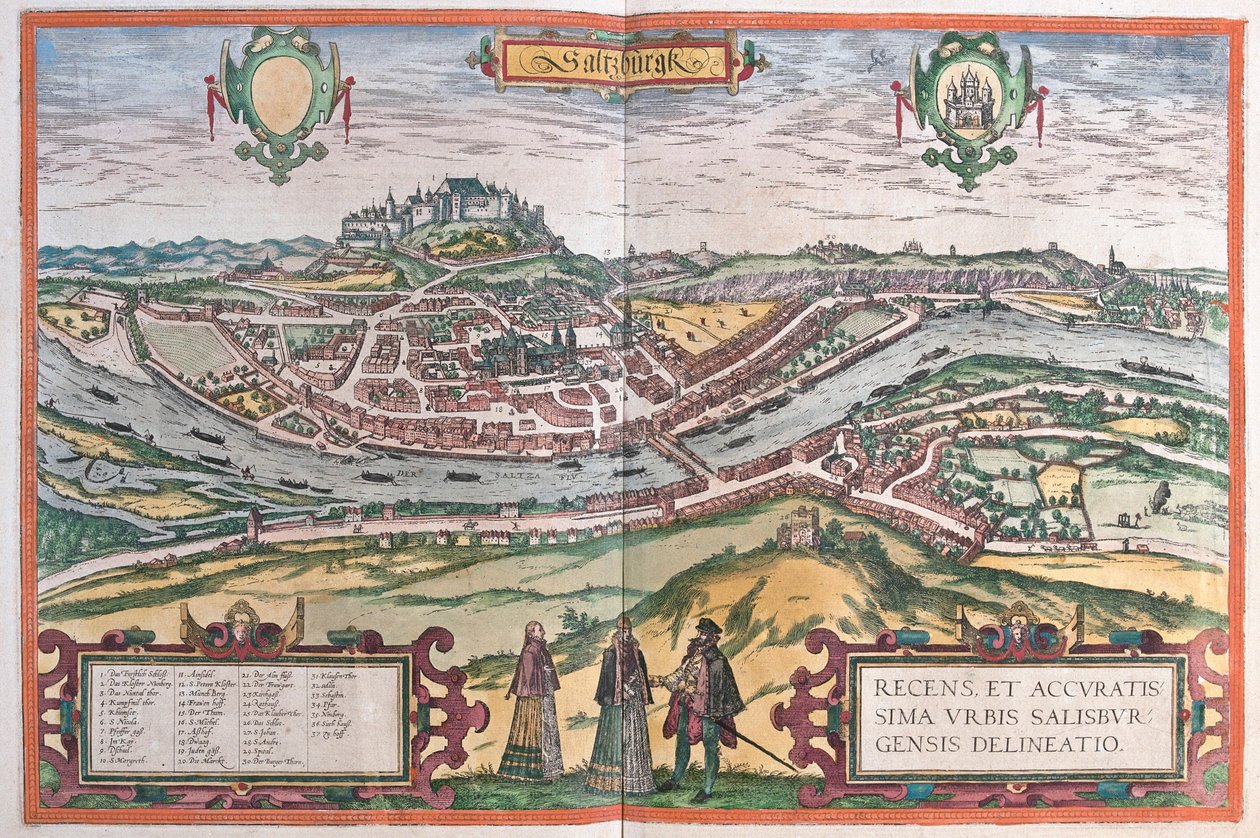 Salzburgo, Alemanha - em "Civitates Orbis Terrarum" de Georg Braun, Colónia 1617 de Georg Braun
