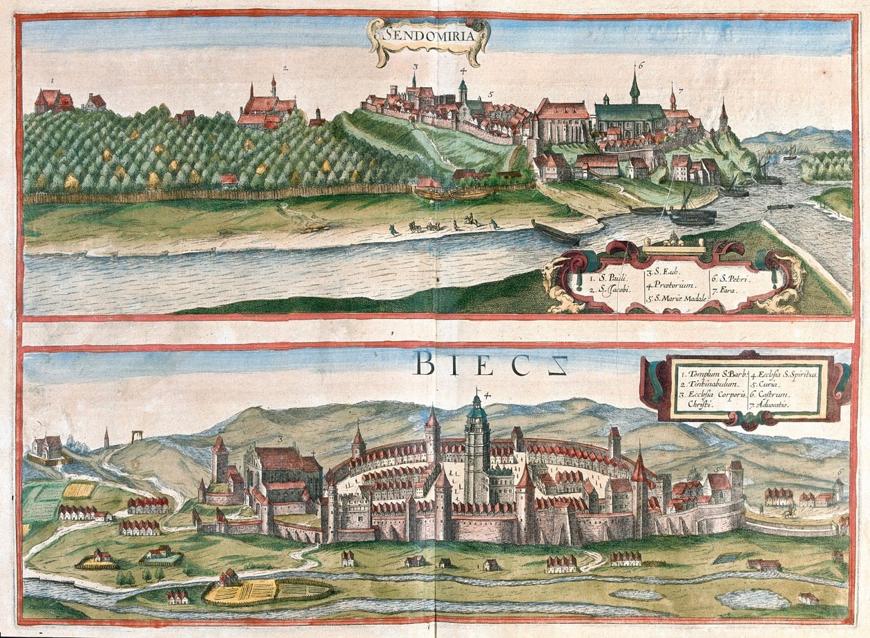 Sandomierz - Biecz, Polónia - em "Civitates Orbis Terrarum" de Georg Braun, Colónia 1617 de Georg Braun
