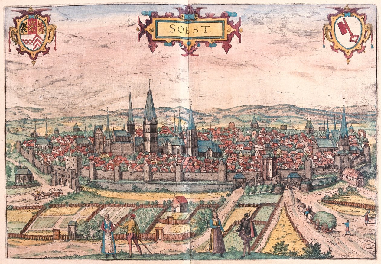 Soest, Alemanha - em "Civitates Orbis Terrarum" de Georg Braun, Colónia 1617 de Georg Braun