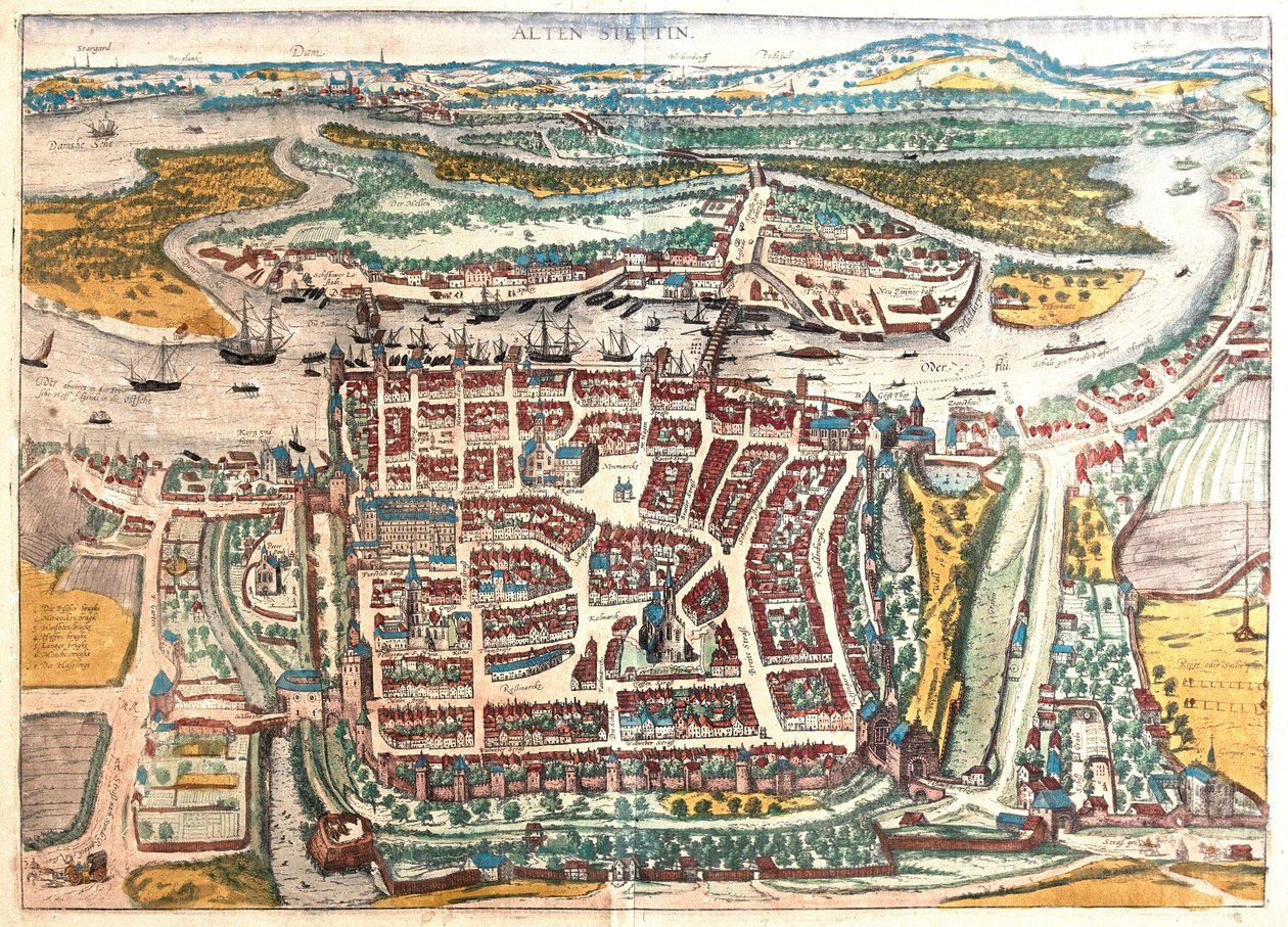Szczecin, Polónia - em "Civitates Orbis Terrarum" de Georg Braun, Colónia 1617 de Georg Braun