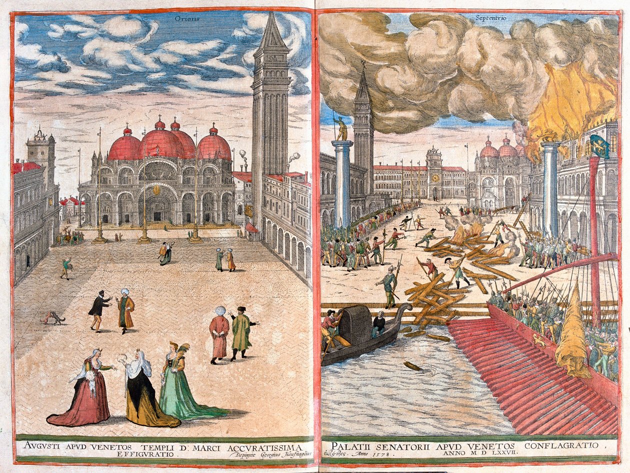 Veneza - São Marcos, Itália - em "Civitates Orbis Terrarum" de Georg Braun, Colónia 1617 de Georg Braun