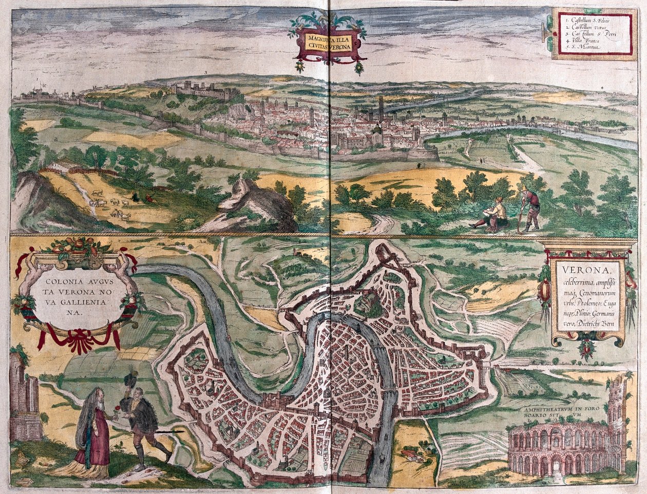 Verona, Itália - em "Civitates Orbis Terrarum" de6 Georg Braun, Colónia 1617 de Georg Braun