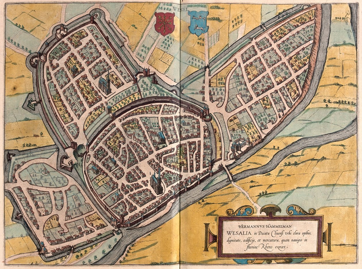 Wesel, na Nordrhein Westphalia, Alemanha - em "Civitates Orbis Terrarum" de Georg Braun, Colónia 1617 de Georg Braun