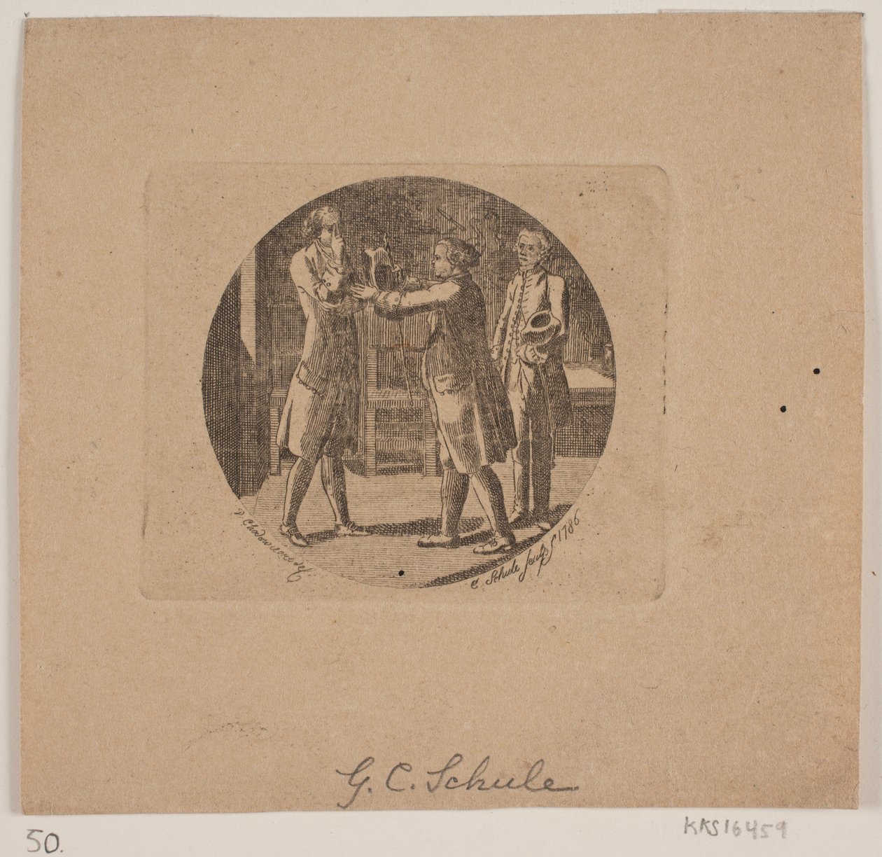 Vinheta com três homens de Georg Christian Schule