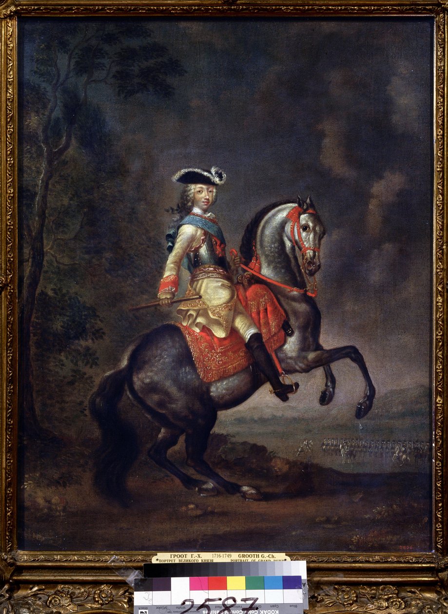 Retrato do Grão-Duque Pedro III (1728-1762) (Retrato do Grão-Duque Pedro III). Pintura de Georg Christoph Grooth (1716-1762), óleo sobre tela de Georg Christoph Grooth