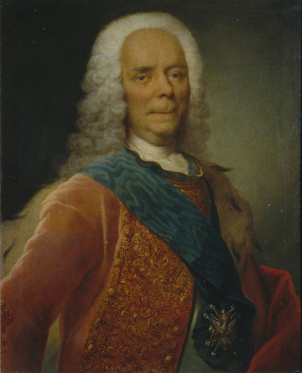 Retrato do príncipe Vasili Vladimirovich Dolgorukov 1667-1746, antes de 1746 de Georg Christoph Grooth