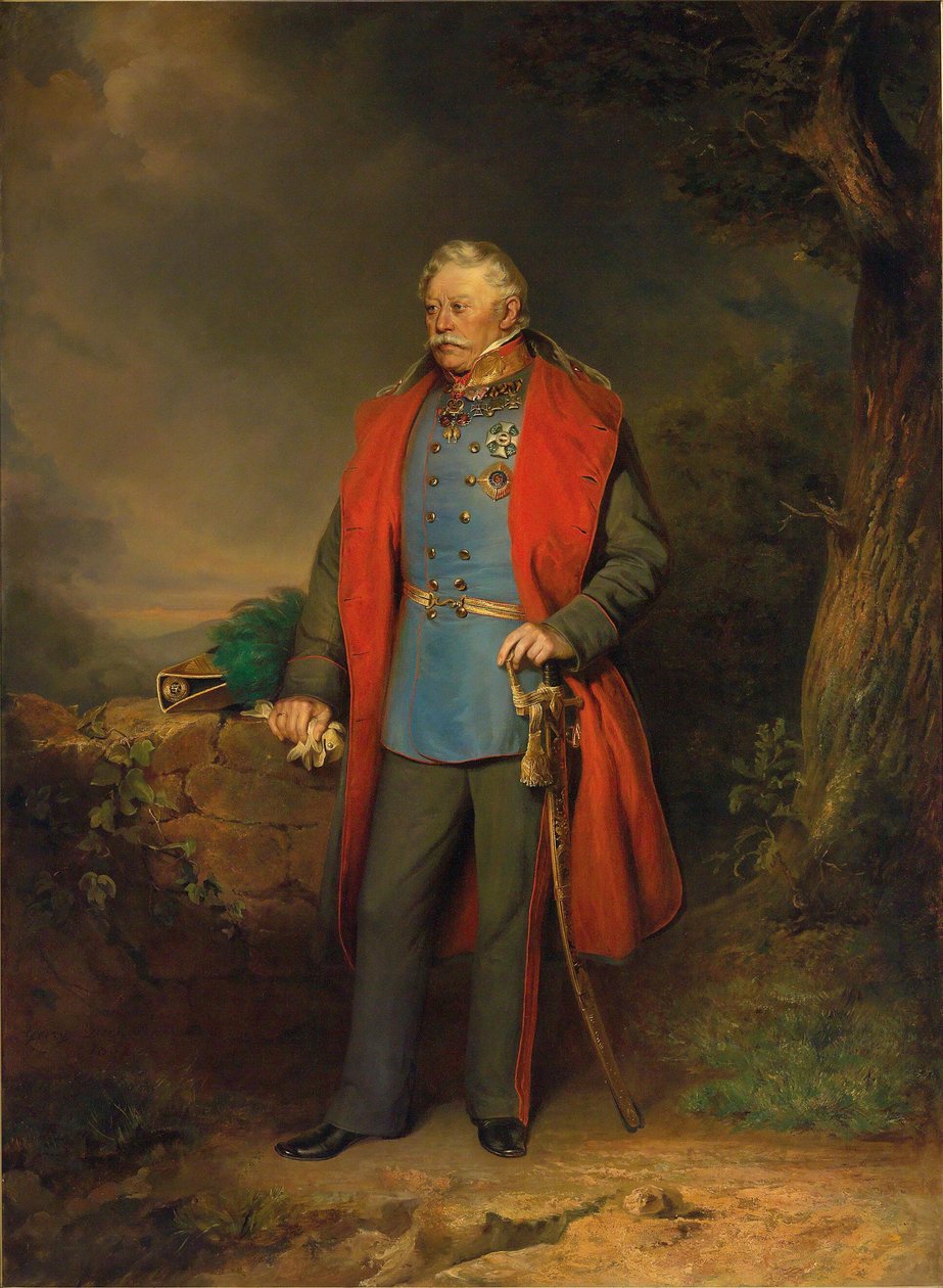Marechal de Campo Conde Johann Joseph Wenzel Radetzky de Radetz, retrato de corpo inteiro de Georg Decker