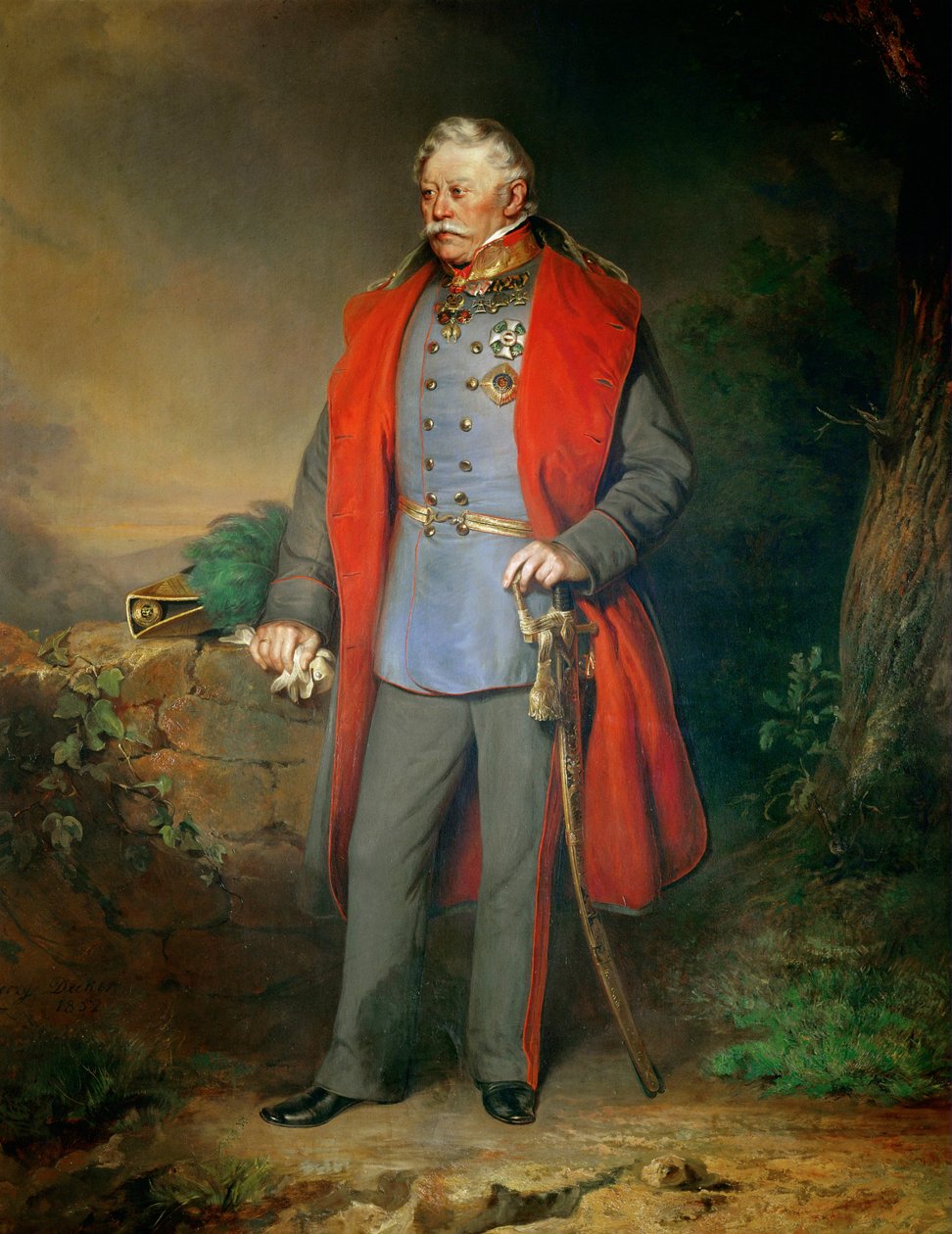 O marechal-de-campo Josef Conde Radetzky, comandante-chefe durante a campanha contra a Itália ... de Georg Decker