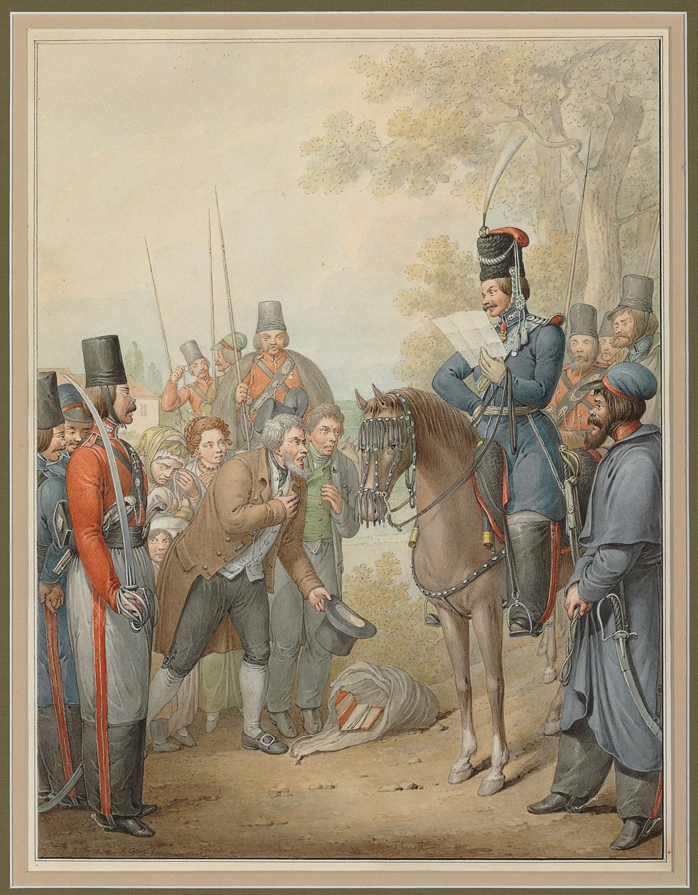 Cossacos russos e um suplicante, de Georg Emanuel Opitz