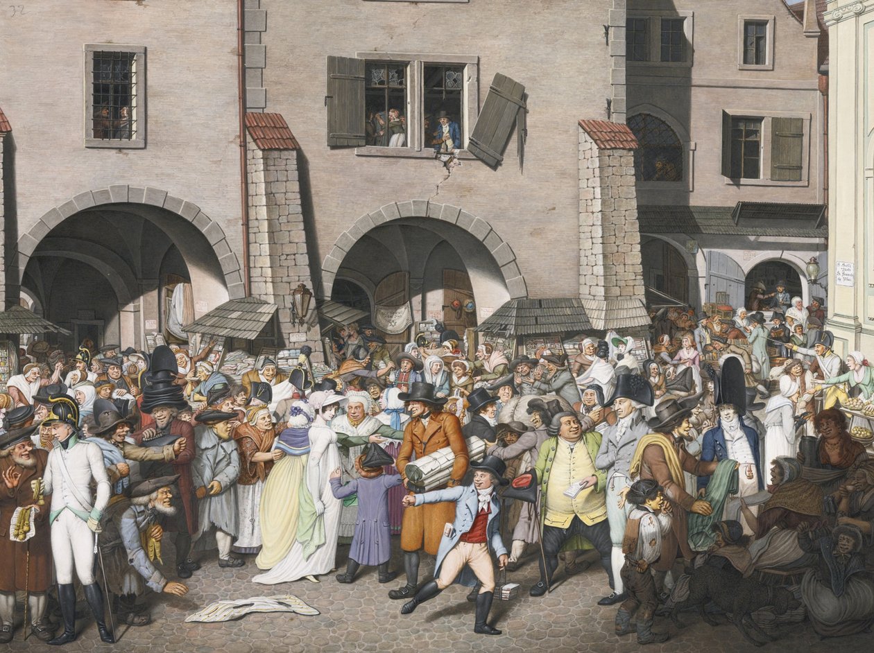 Mercado Movimentado, Praga, 1804 de Georg Emanuel Opiz