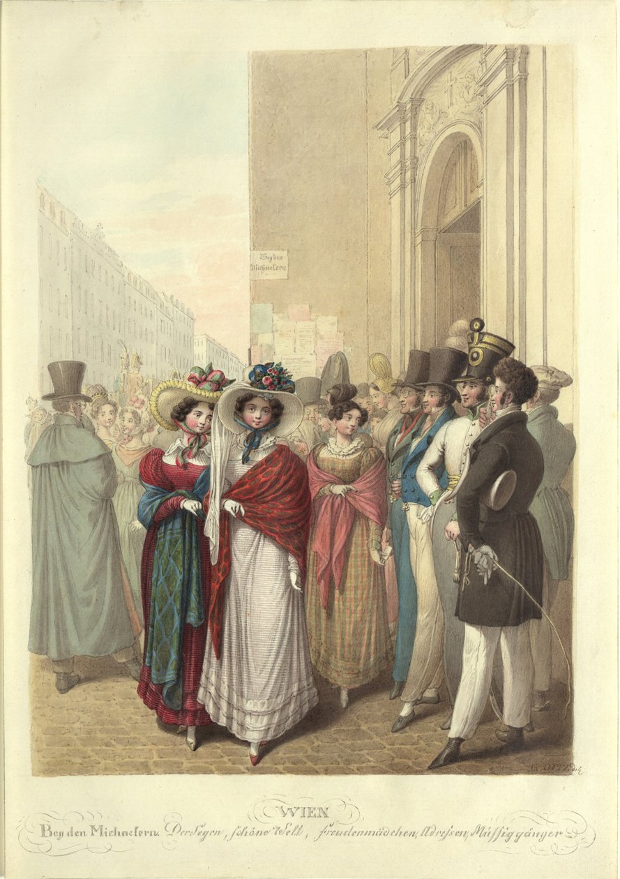Em frente à Igreja de São Miguel: a benção, mundo bonito, meninas de luz..., c. 1830. de Georg Emanuel Opiz