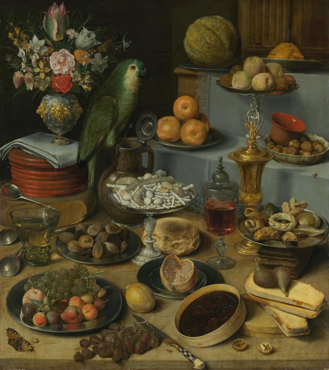 Alemão: Grande espetáculo Jantar com papagaio Grande banquete de Georg Flegel