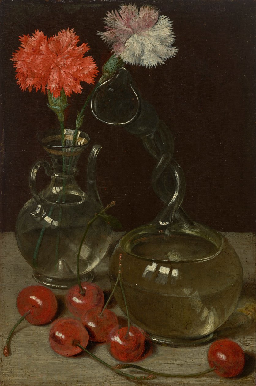 Stil-life com kuttrolf e cerejas de Georg Flegel